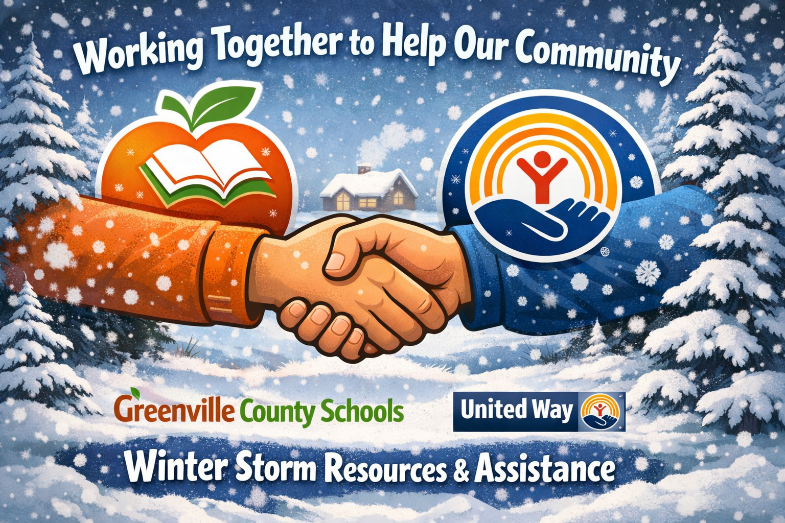 GCS and United Way logos showing working together to offer winter storm resources