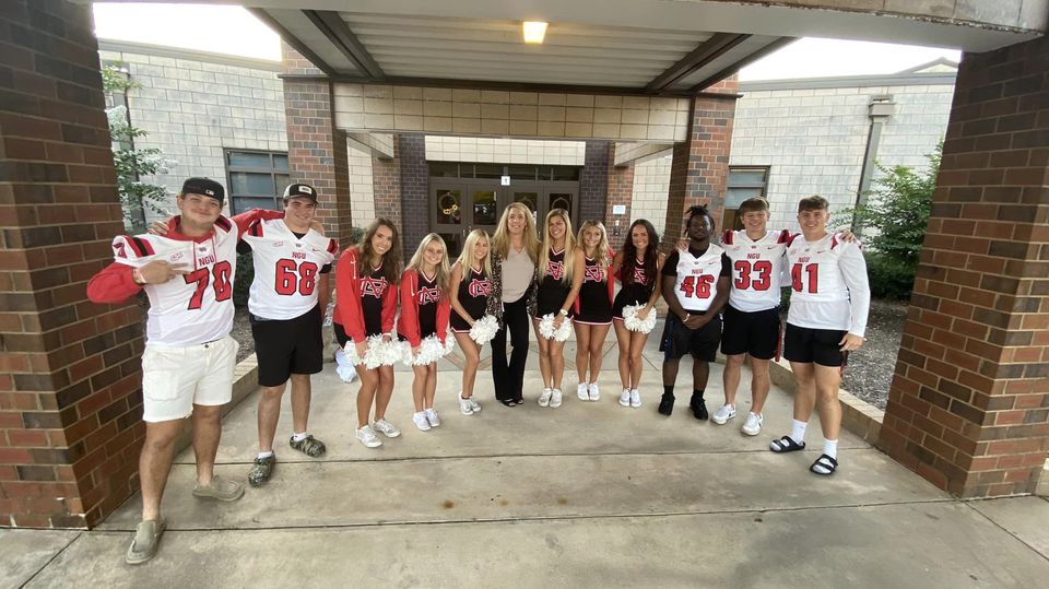 North Greenville University Football Players and Cheerleaders