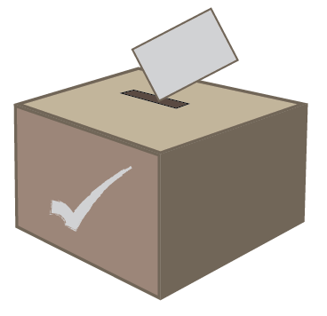 box with a ballot being cast