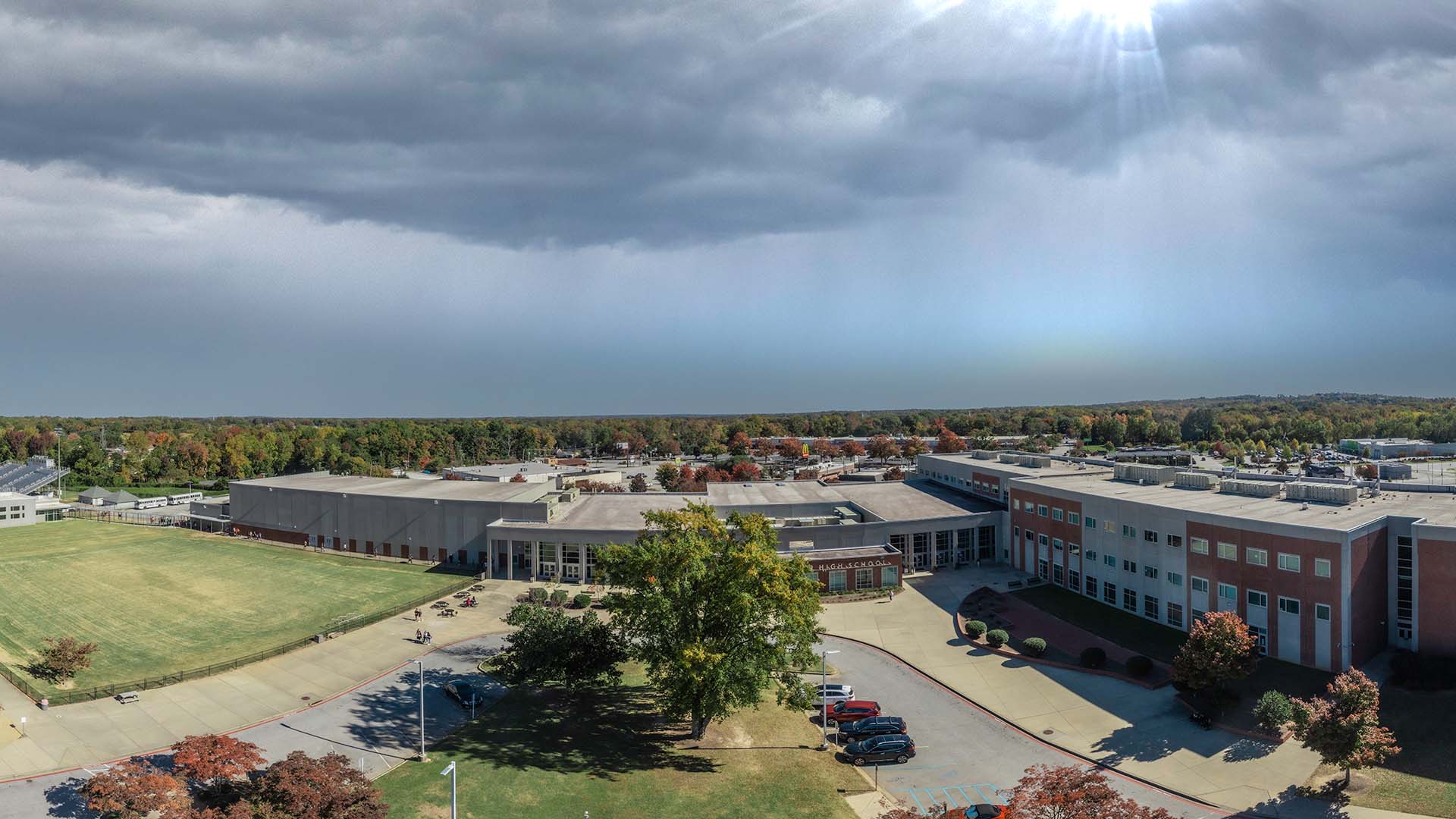 Drone image of the Wade Hampton High campus
